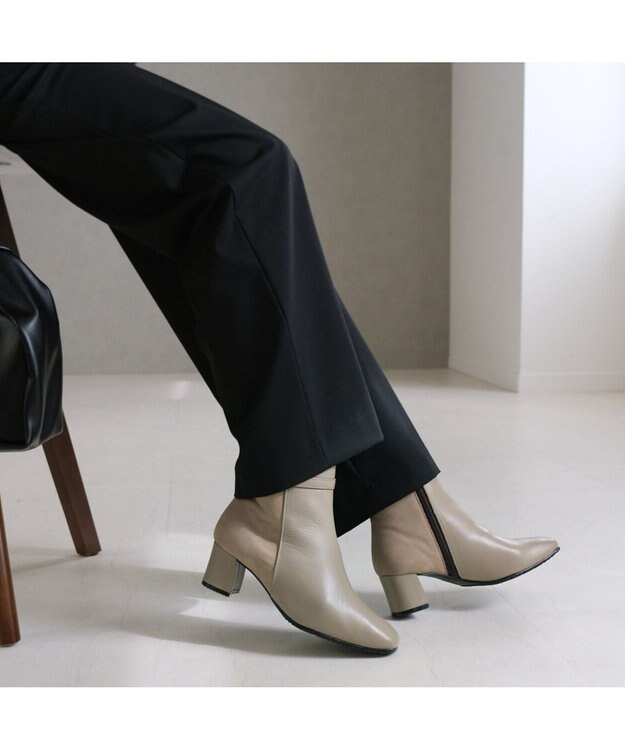 Pointer 本革スエードコンビショートブーツ グレージュ(コンビ)