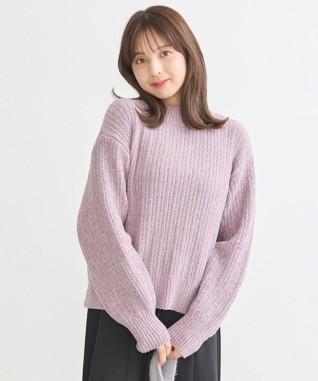 earth music&ecology 透かしベロアモールプルオーバー Pink