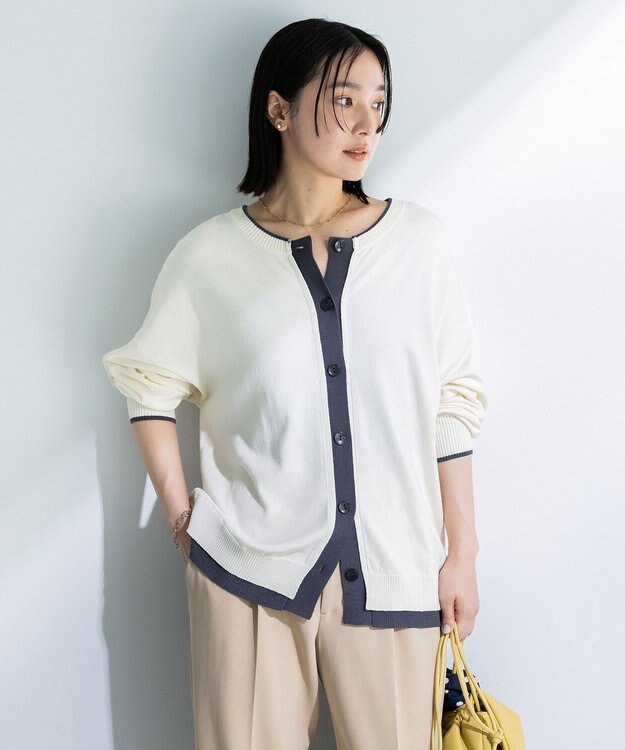 Green Parks アンチピリング前後２Ｗａｙニットカーディガン Ivory