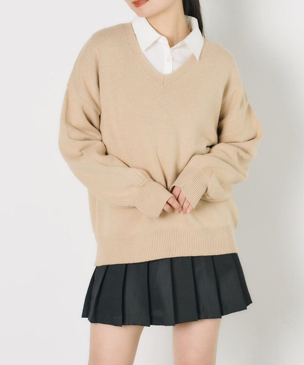 WEGO 【SCHOOL ITEM】ニットプルオーバー ベージュ