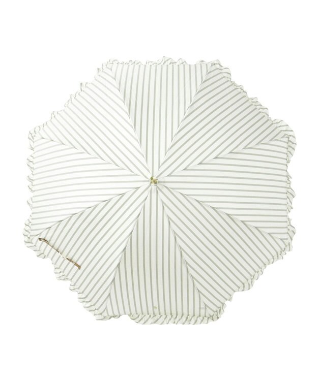 MOONBAT POLO RALPH LAUREN（ポロ ラルフローレン） 長傘 ストライプ×フリル オリーブグリーン