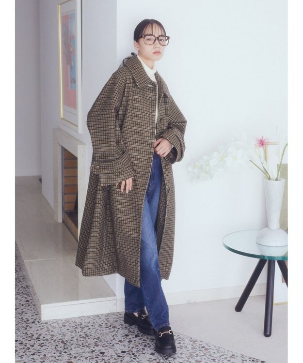 earth music&ecology ステンカラーコート（チェック） Check