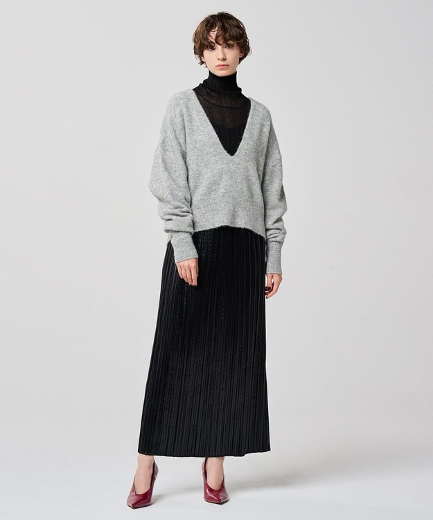 uncrave シアーニット タートルネック トップス（uncrave WHITE） ブラック