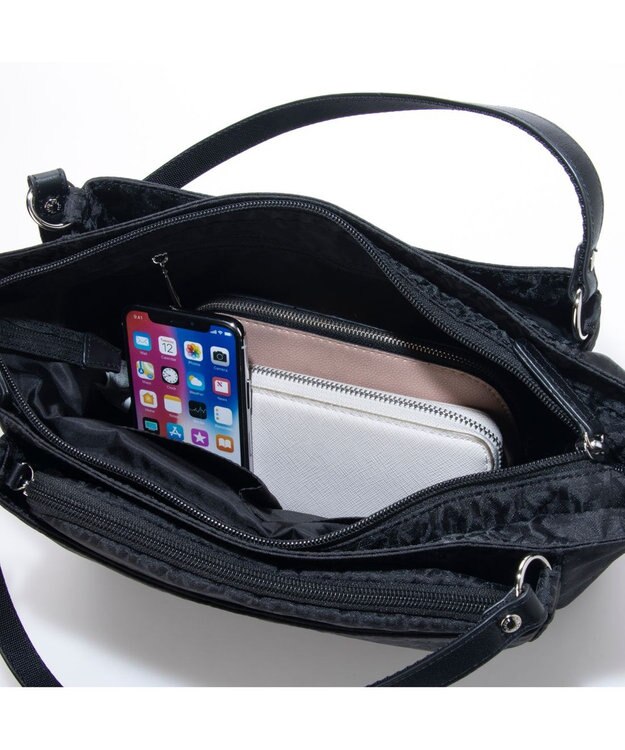 Y'SACCS ポーチ付きモノグラム2WAYトート ブラック