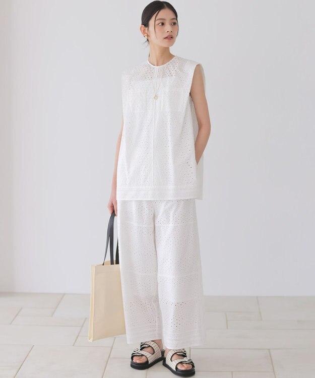 組曲 エンブロイダリーレース パンツ ホワイト系