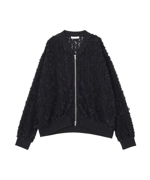 Green Parks フラワー柄チュールブルゾン Black