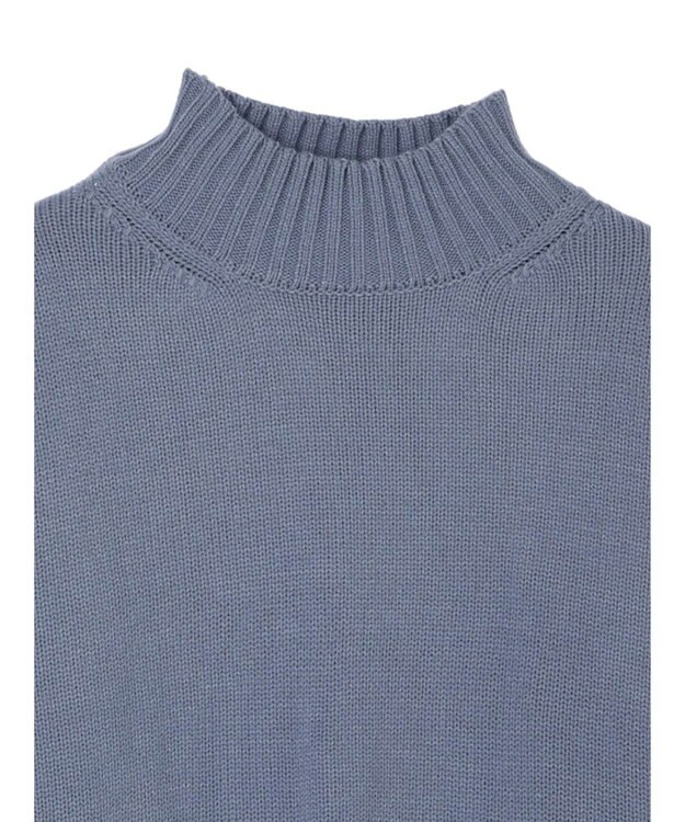 earth music&ecology アンチピリングリブハイネックチュニック Blue