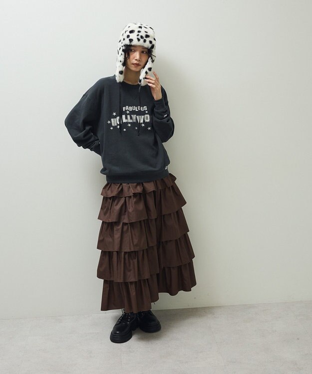 Green Parks ・ＳＵＧＡＲ　ＳＰＯＯＮ　レザーライクティアードスカー Navy