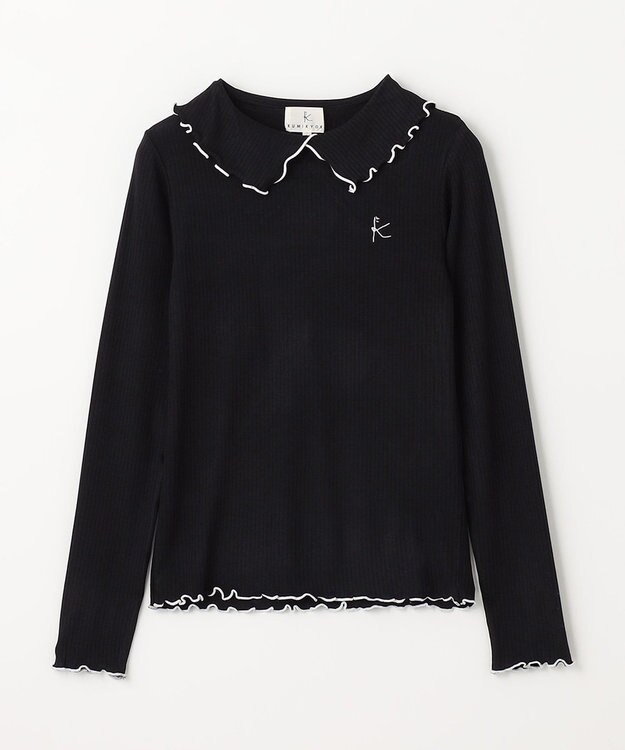 組曲 KIDS 【150-160cm】リブ襟 トップス ブラック系