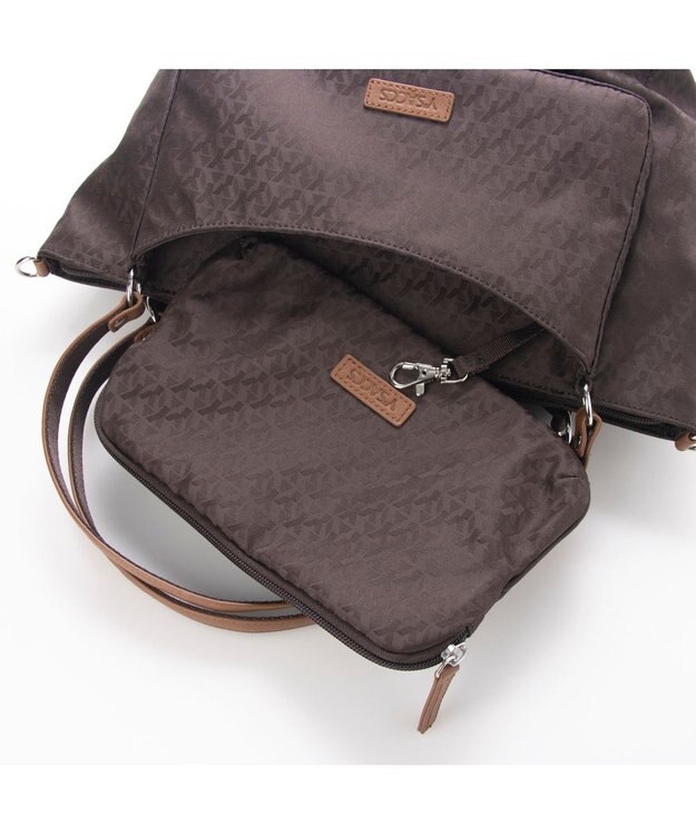 Y'SACCS ポーチ付きモノグラム2WAYトート ブラウン