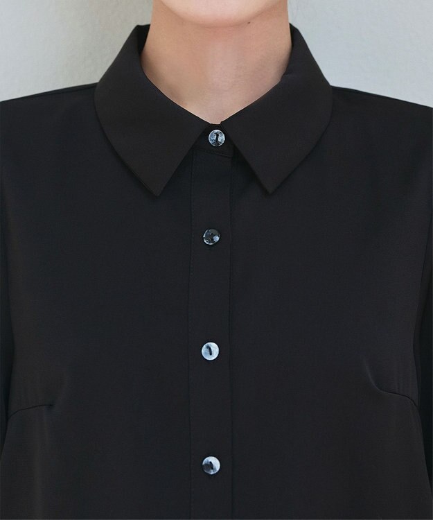 Tiaclasse L 【洗える】パフスリーブシャツブラウス ブラック