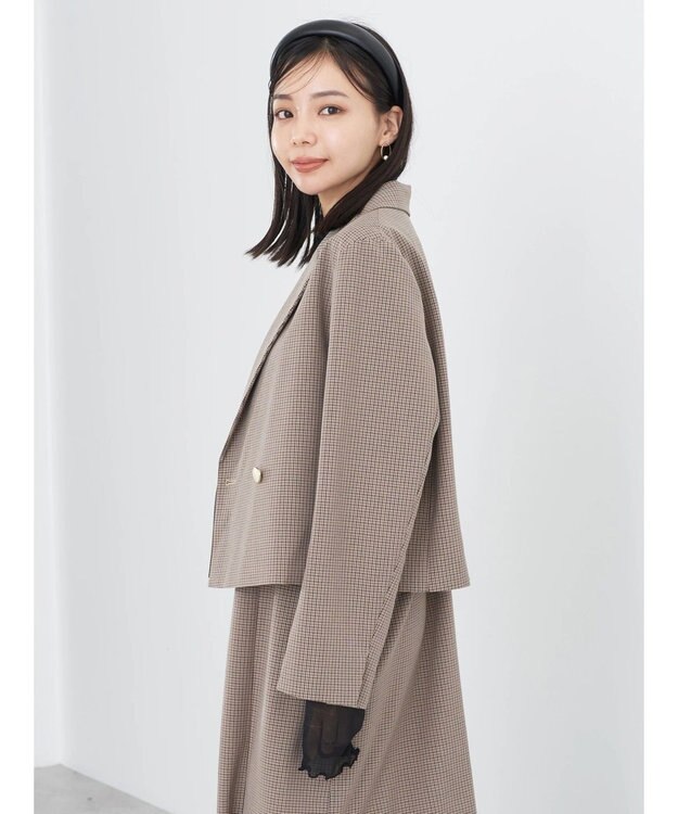 earth music&ecology ショートテーラードジャケット Check