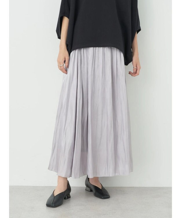 earth music&ecology シャイニーギャザースカート Light Gray