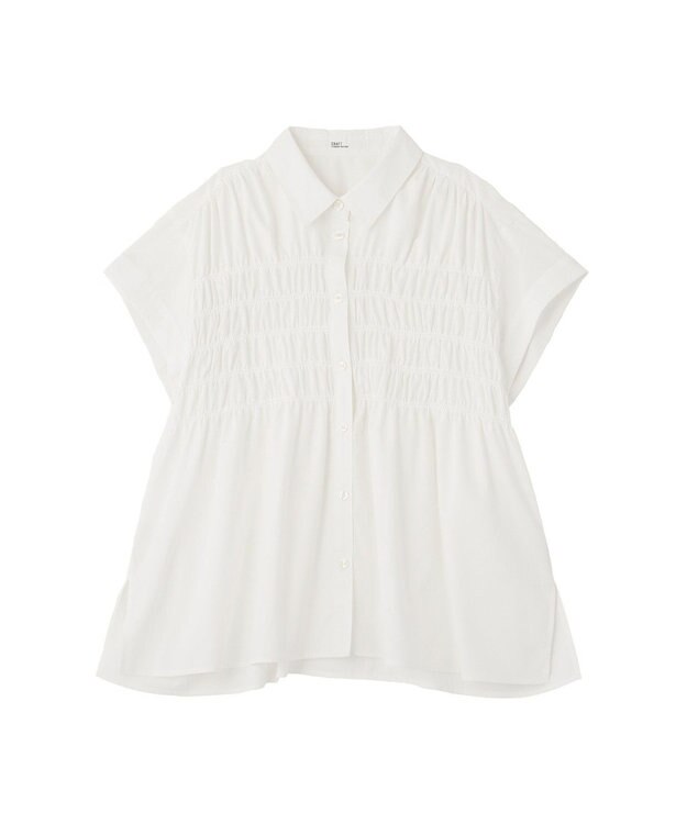 CRAFT STANDARD BOUTIQUE シャーリングショートスリーブブラウス Off White