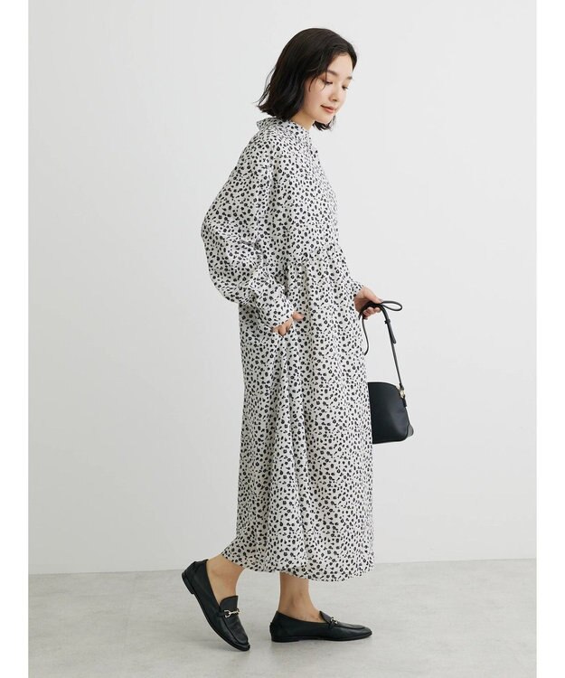 Green Parks ２ｗａｙ小花柄ギャザーシャツワンピース Ecru