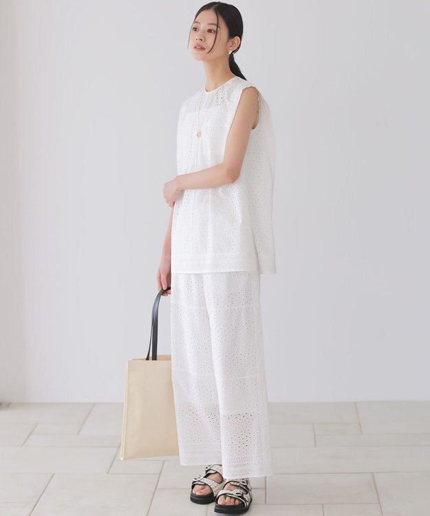 組曲 エンブロイダリーレース パンツ ホワイト系