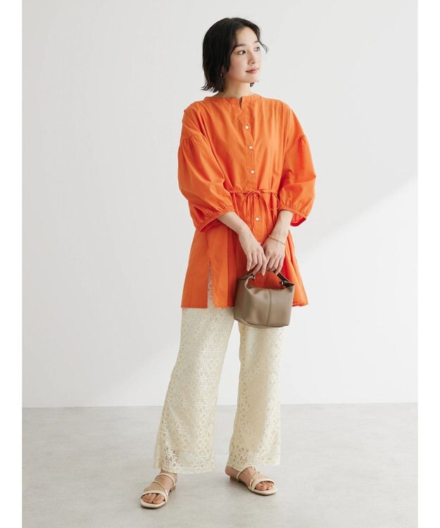 Green Parks スキッパーボリュームブラウスチュニック Orange