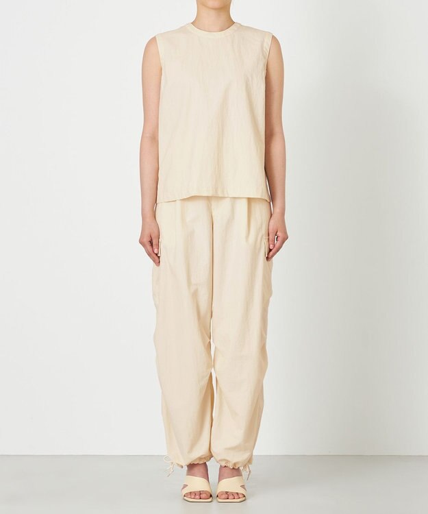 NAVE 【ReNAVE・洗える/撥水加工/接触冷感/UVケア/セットアップ】ナイロンタスラン ノースリブラウス アイボリー系