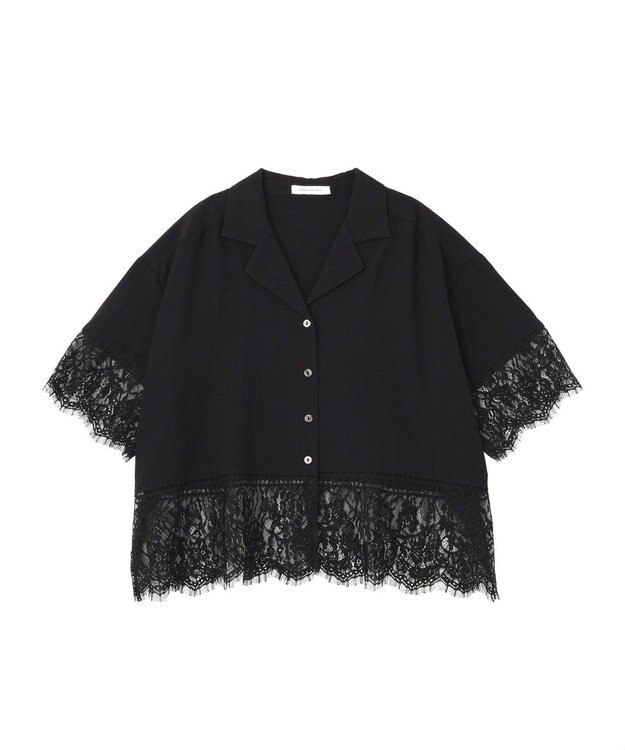 AMERICAN HOLIC レース切り替え半袖シャツ Black