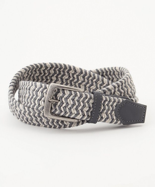 JOSEPH ABBOUD 【ストレッチ/ソフト/日本製】ウールメランジメッシュ ベルト ライトグレー系