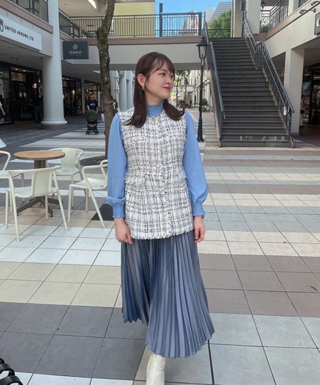 Feroux 【洗える】ラメツイード ジレ ホワイト系1