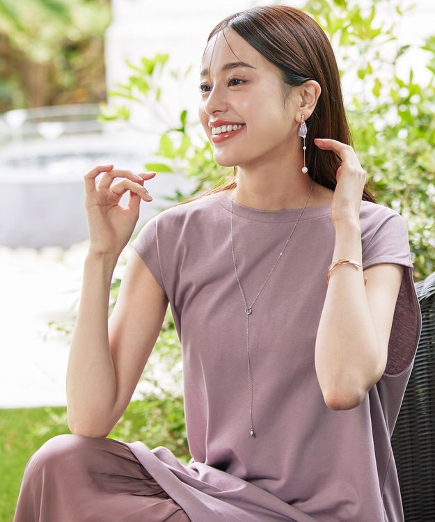 Tiaclasse 【洗える】カットソーコンビヴィンテージサテンワンピース ピンク