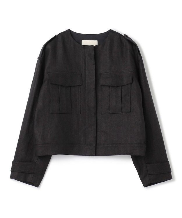 uncrave ヘリンボーン リネン ブルゾン（uncrave WHITE） ブラック