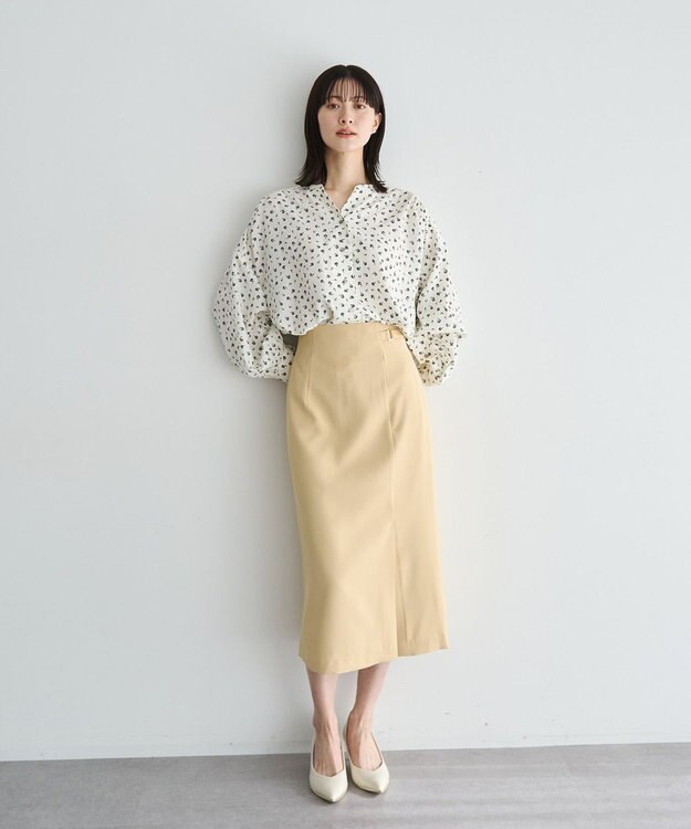 YECCA VECCA 2wayボリューム袖花柄ブラウス Off White