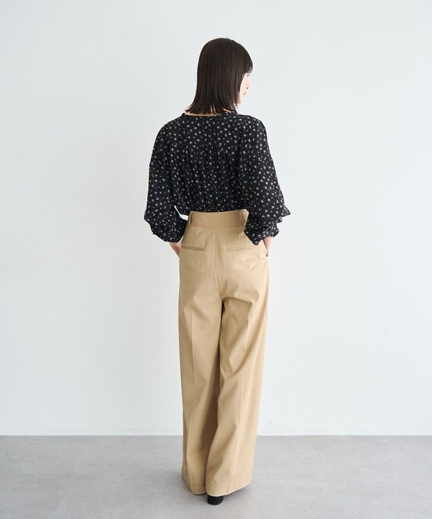 YECCA VECCA 2wayボリューム袖花柄ブラウス Black