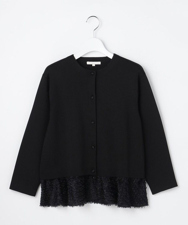 自由区 S 【SHIHOさん着用】ジャカードコンビ カーディガン ブラック