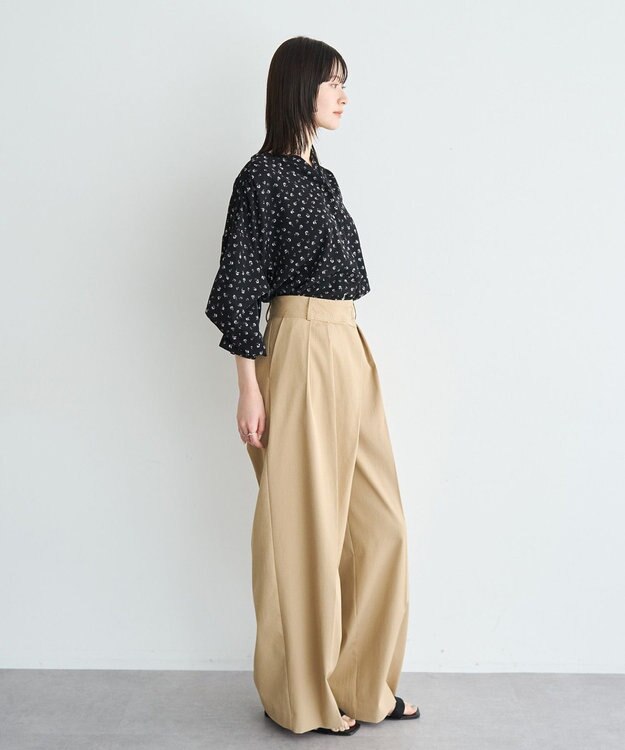 YECCA VECCA 2wayボリューム袖花柄ブラウス Black