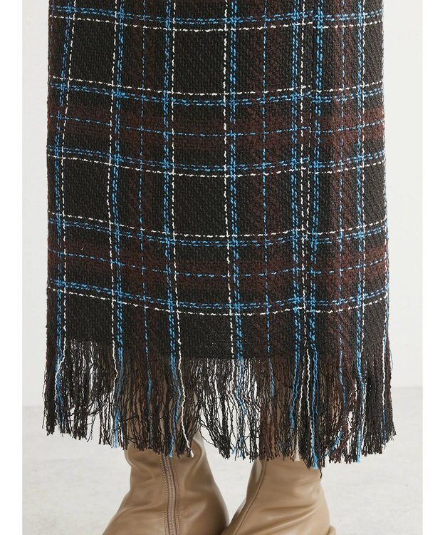 Green Parks ・ＳＵＧＡＲ　ＳＰＯＯＮ　チェックフリンジスカート Black