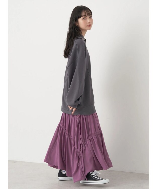 earth music&ecology スタンドｚｉｐダンボールチュニック Dark Gray