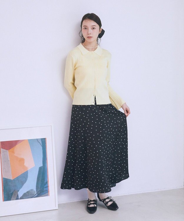 earth music&ecology レギュラーカラーニットカーディガン Yellow