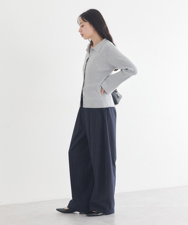 earth music&ecology レギュラーカラーニットカーディガン Gray