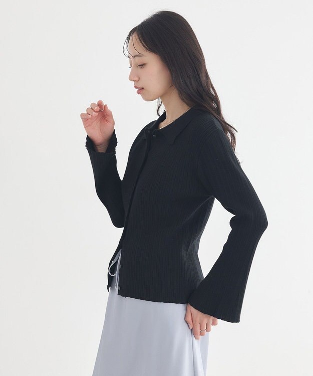 earth music&ecology レギュラーカラーニットカーディガン Black