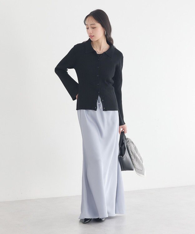 earth music&ecology レギュラーカラーニットカーディガン Black