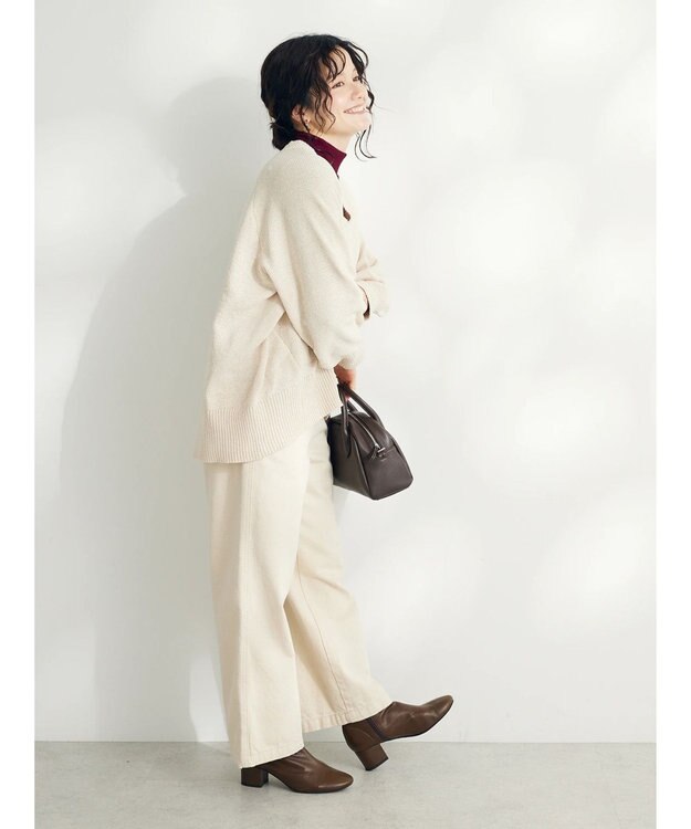 CRAFT STANDARD BOUTIQUE 洗えるコードモールＶネックプルオーバー Ivory