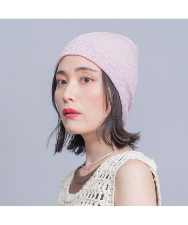ATRENA 【日本製】FISラメニットビーニー ライトピンク