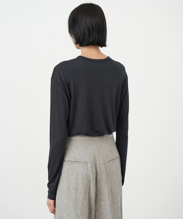 ATON MODAL SILK JERSEY | クルーネックプルオーバー DARK NAVY