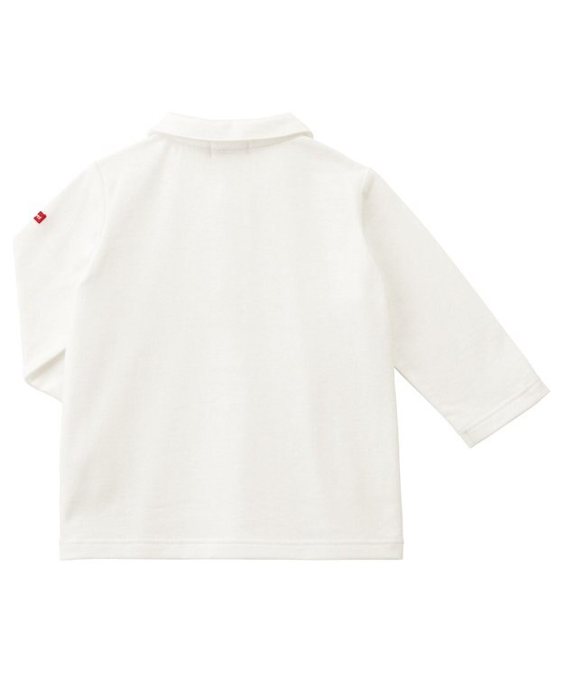 MIKI HOUSE HOT BISCUITS 【70-110cm】 くるま刺繍 長袖ポロシャツ 白