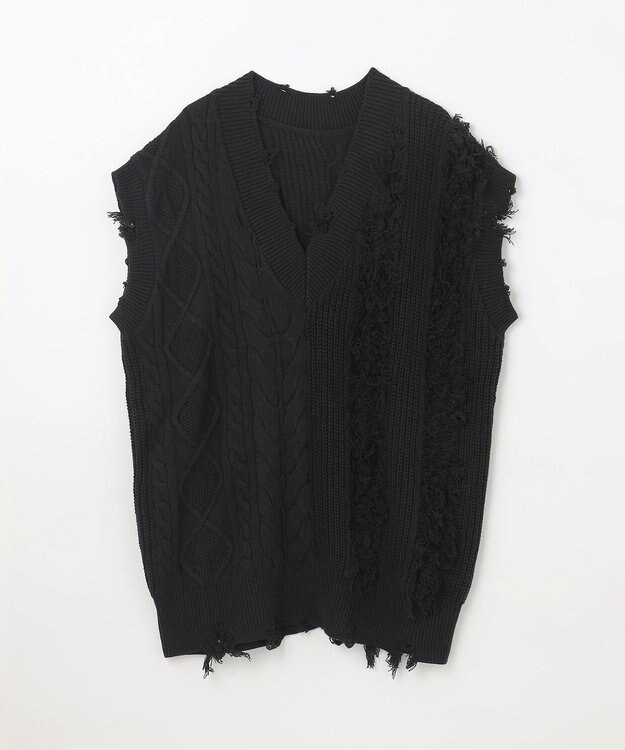 GRACE CONTINENTAL クラッシュニットトップ ブラック