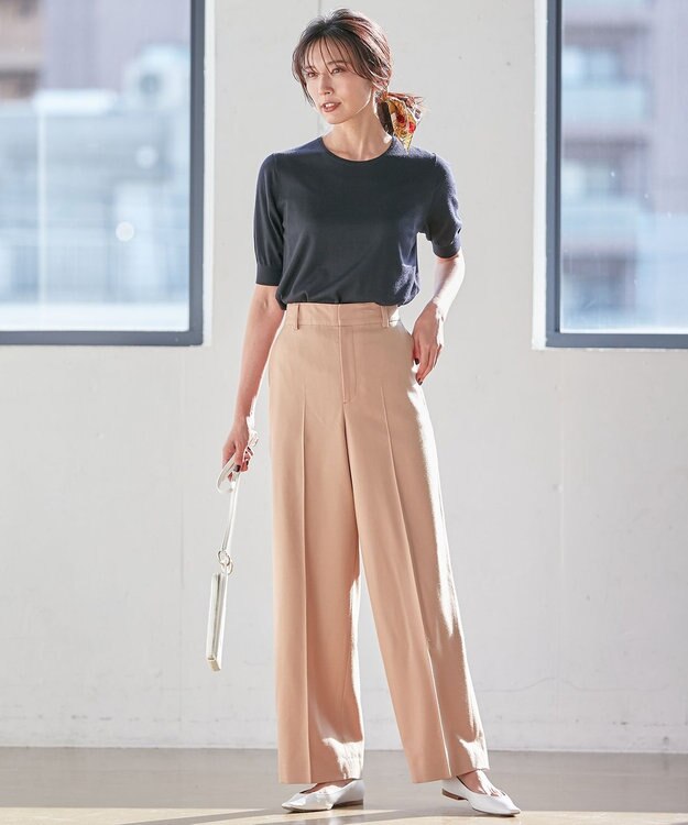 23区 【アンサンブル対応】サステナブルウール 半袖 ニット ダークネイビー