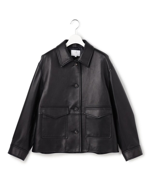 23区 L 【GOLD LABEL】ラムレザー アウトポケット ブルゾン ブラック系