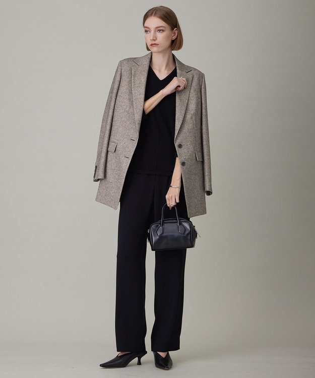 ICB 【洗える】ソフトウールハイゲージ Vネックプルオーバー ブラック系