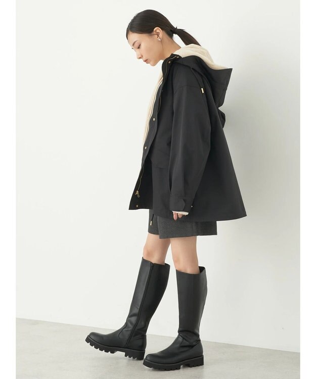 earth music&ecology マルチウェイマウンテンパーカー（ファー） Black