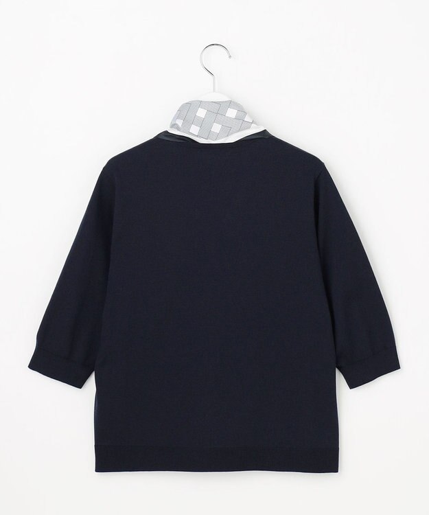 J.PRESS LADIES S 【2WAY・シーンレスに活躍】SCARF KNIT Vネック ニット ネイビー×ネイビースカーフ系