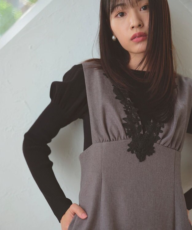 Feroux パフスリーブ ニット プルオーバー ブラック系