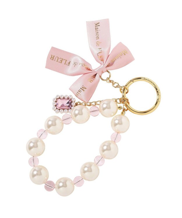 Maison de FLEUR ロゴリボンビッグパールビジューチャーム Light Pink