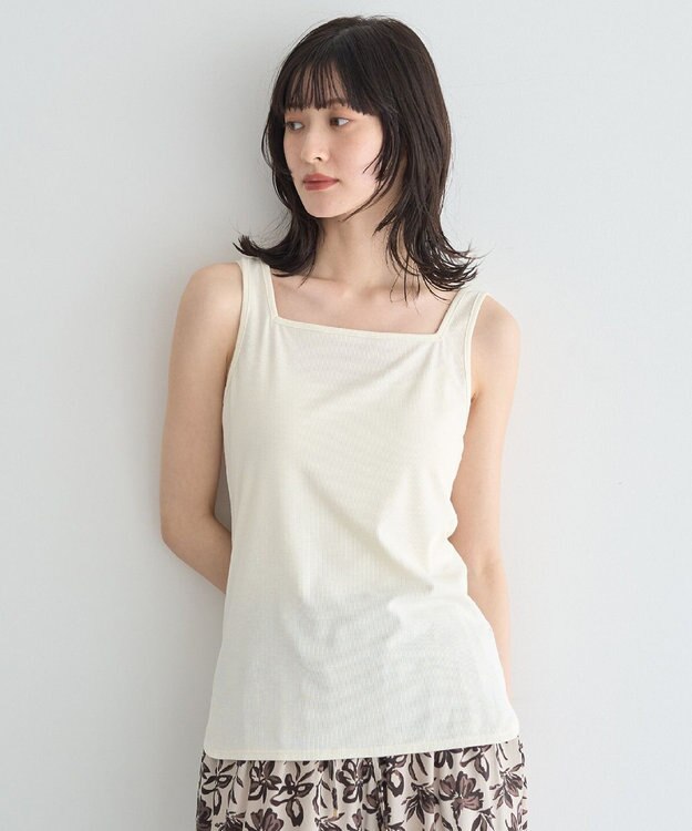 YECCA VECCA 2wayスクエアリブタンクトップ Ivory